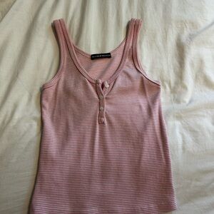 Brandy Melville Pink Ribbed Sleeveless Tank Top